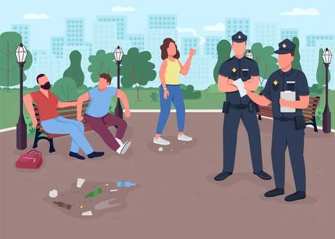 Park crimes flat color vector illustration Illustrazione stock