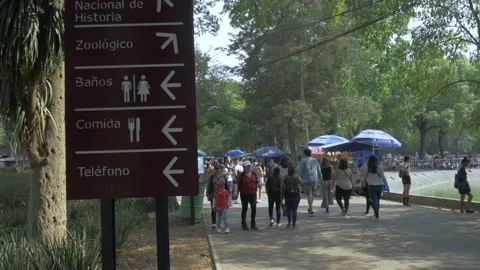 Park Direction Sign In Chapultepec Park, Mexico City Stock Footage 154532822