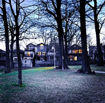 Park at dusk Stock Photos