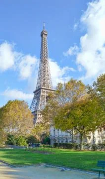 Park with Eifel Tower in Background Stock Photos