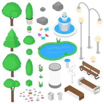 Park elements set. Illustrazione stock