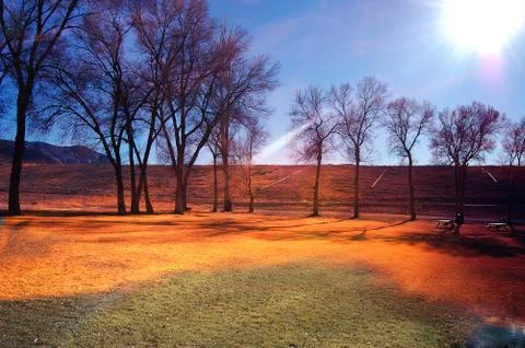 Park in the evening hours Stock Photos