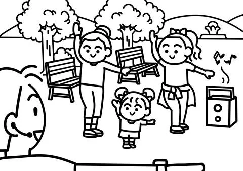 Park Exercise Fun Coloring Pages Stock Illustration