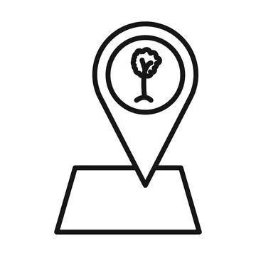 Park, forest location map icon Black line art vector logo Ilustración de archivo