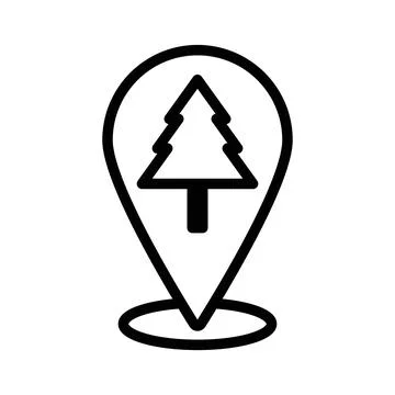 Park, forest location map icon linear logo mark in black and white Ilustração Stock