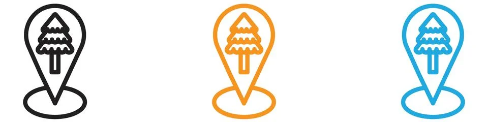 Park, forest location map vector logo set collection for web app ui Ilustración de archivo