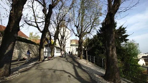 Park in front of Lostrcak Tower Zagreb Video stock 74371946