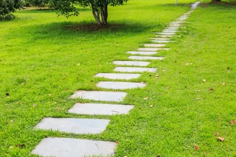 Park grass road Stock Photos