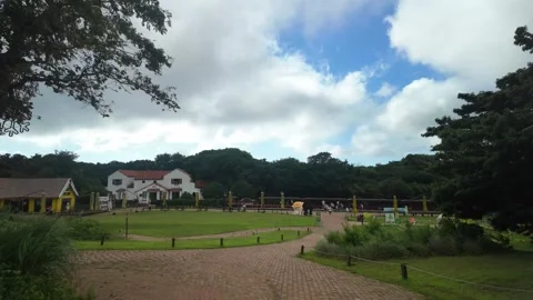 Park Grounds With Walking Paths and Buildings on Jeju Island, South Korea 库存影片 341180926
