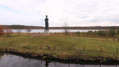 Park "Grutas", Lithuania.  Collection of monuments built during the Soviet era Stock Footage 97528926