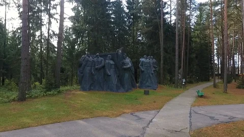 Park "Grutas", Lithuania.  Collection of monuments built during the Soviet era Stock Footage 97529135