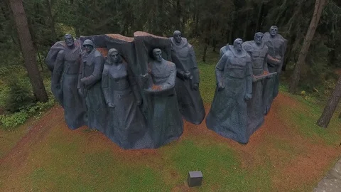 Park "Grutas", Lithuania.  Collection of monuments built during the Soviet era Stock Footage 97529228