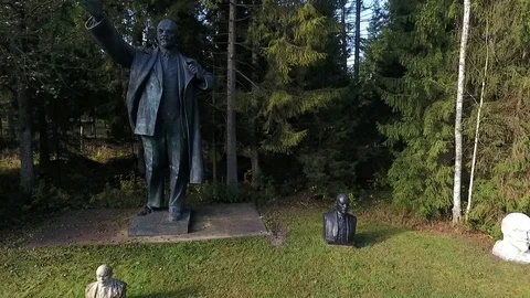 Park "Grutas", Lithuania.  Collection of monuments built during the Soviet era Stock Footage 97529538