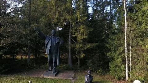 Park "Grutas", Lithuania.  Collection of monuments built during the Soviet era Stock Footage 97529583