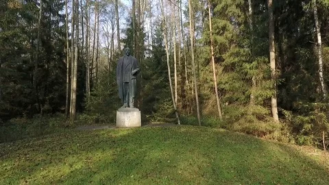 Park "Grutas", Lithuania.  Collection of monuments built during the Soviet era Stock Footage 97529893