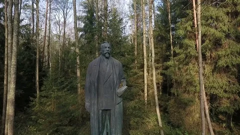 Park "Grutas", Lithuania.  Collection of monuments built during the Soviet era Stock Footage 97530003