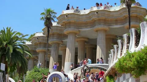 Park Guell in Barcelona 库存影片 18364249