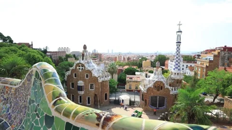 Park Guell in Barcelona, Spain Stock Footage 138098357