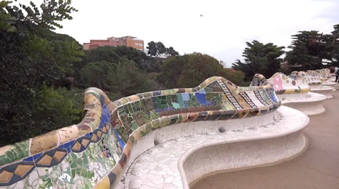 Park guell - bench of gaudi 스톡 동영상 35595220