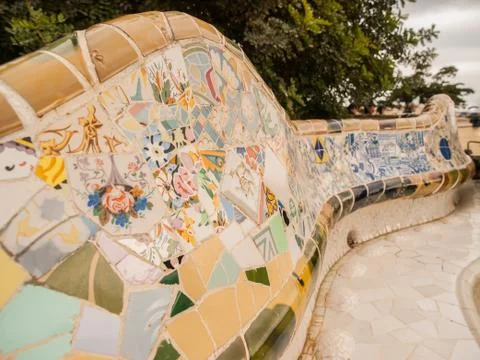 Park Guell Bench Stock Photos