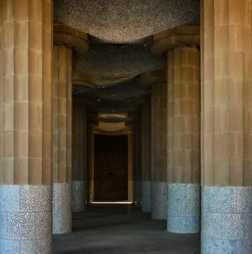 Park Guell Columns Stock Photos