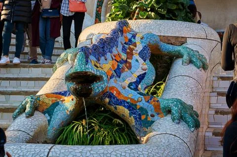 Park Guell Dragon Statue Stock Photos
