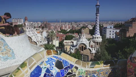 Park Guell With Special Architectural Elements Stock Footage 237122176