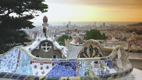 Park Guell With Special Architectural Elements Stock Footage 237124770