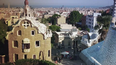 Park Guell With Special Architectural Elements Stock Footage 237125924