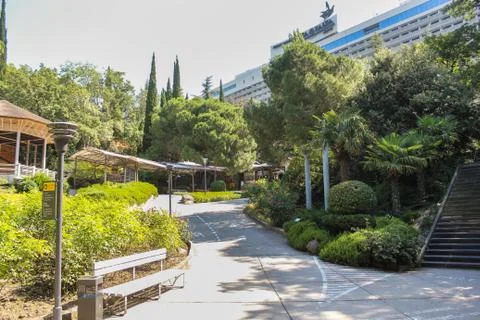 Park at the hotel. Stock Photos