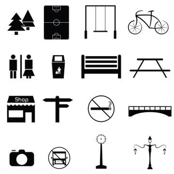Park icon set Stock Illustration