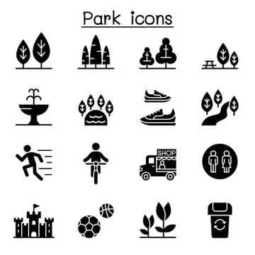Park icon set Illustrazione stock