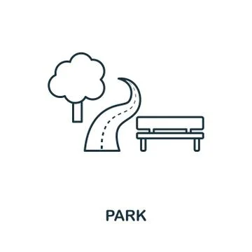 Park icon. Simple element illustration. Park outline icon design from real Stock Illustration