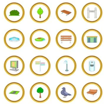 Park icons circle Ilustración de archivo
