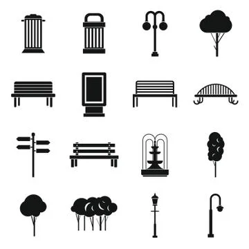 Park icons set, simple ctyle Stock Illustration