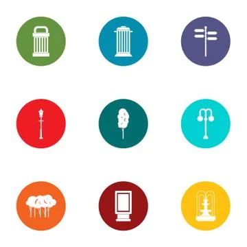 Park inventory icons set, flat style Ilustración de archivo