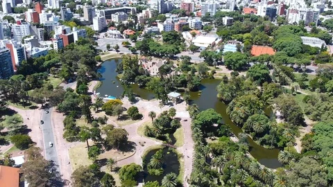 Park Jose Enrique Rodo, Lake (Montevideo, Uruguay) aerial view, drone footage 動画素材 118442853