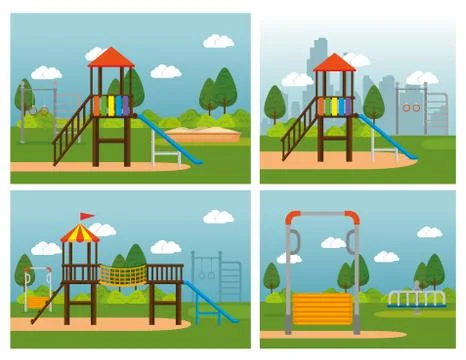Park with kid zone scene Ilustração Stock
