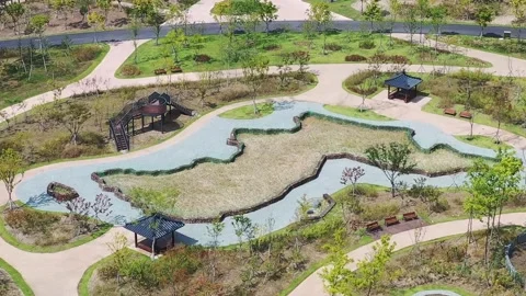 A park landscape, drone shot Video stock 310079912
