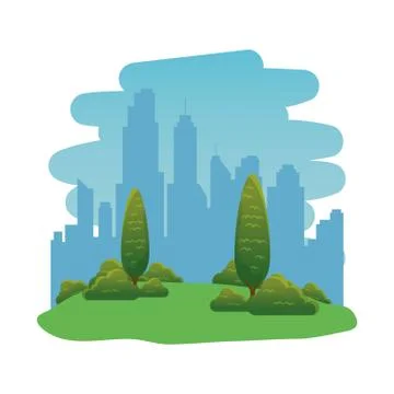 Park landscape forest scene icon Stock Illustration