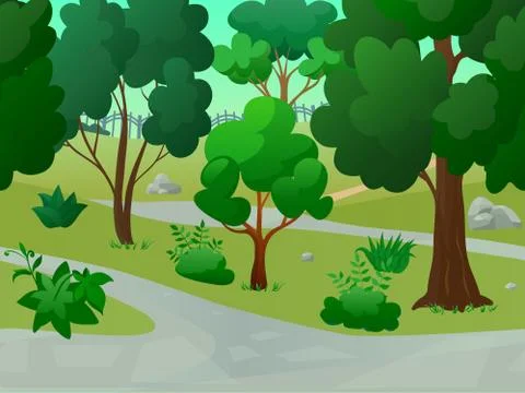 Park Landscape Illustration Ilustração Stock