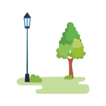 Park landscape with lantern scene Ilustração Stock