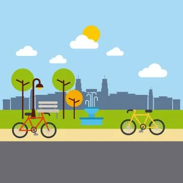 The park landscape nature tree cloud Ilustração Stock