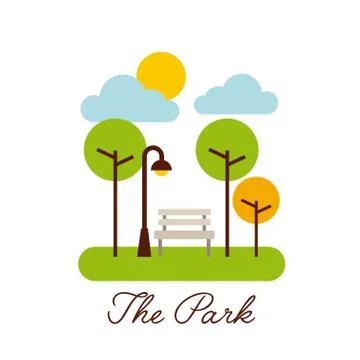 The park landscape nature tree cloud Ilustração Stock
