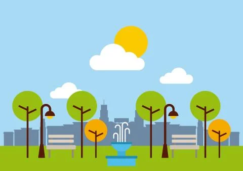 The park landscape nature tree cloud Ilustração Stock