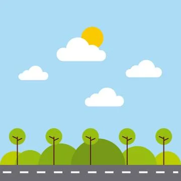 The park landscape nature tree cloud Ilustração Stock