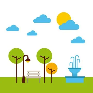 The park landscape nature tree cloud Ilustração Stock