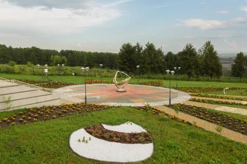 Park with a landscape of simulating the planets of the solar system. Large Stock Photos