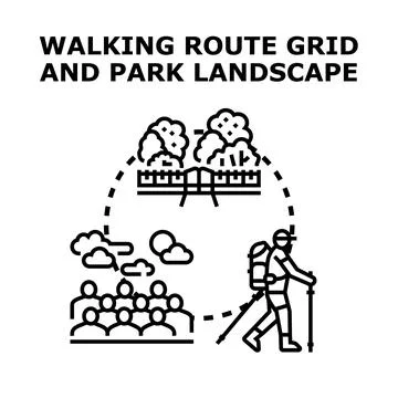 Park landscape walking route grid planning Stock Illustration