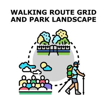 Park landscape walking route grid planning Stock Illustration